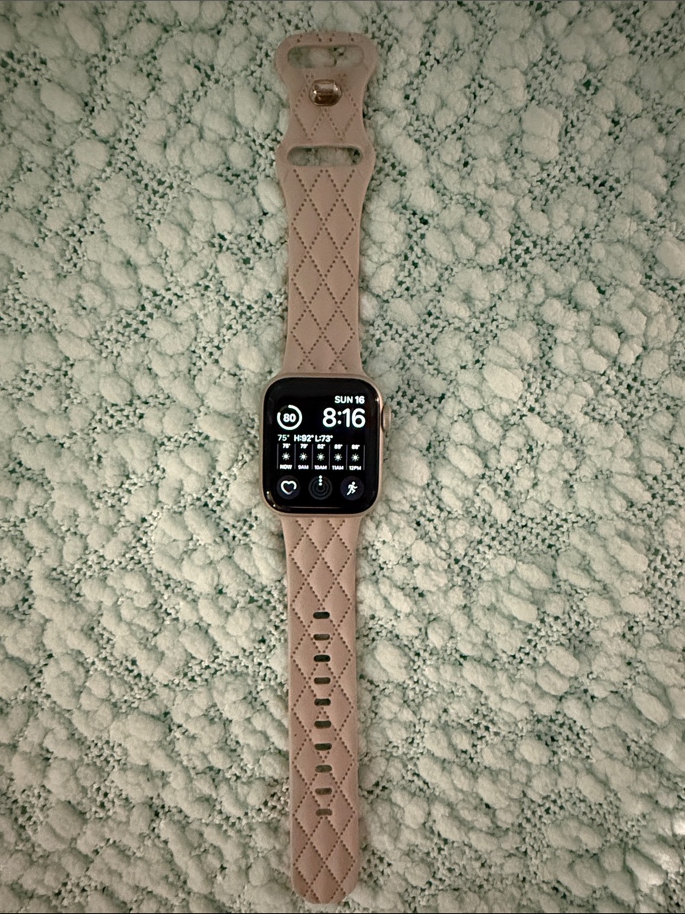 Apple Watch with Quilted Beige Sport Band